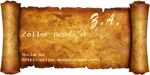 Zeller Acsád névjegykártya